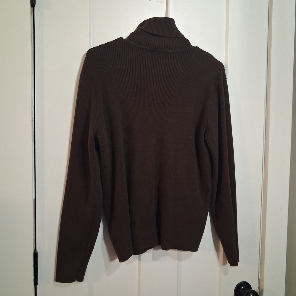 Vintage Lauren Ralph Lauren Turtleneck Women XL Brown Ribbed 90s Dark Academia - Picture 7 of 7